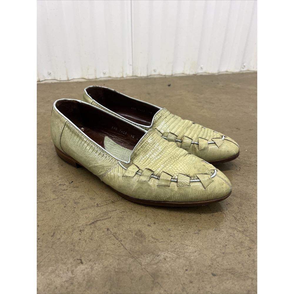 Steeple Chase Men's Sz 9.5 D Genuine Lizard leather Loafers Stylish Green
